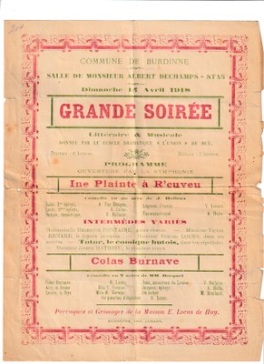 Burdinne - Concert - 14 avril 1918